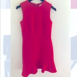 Loft Hot Pink Fitted Sleeveless Poplin Dress